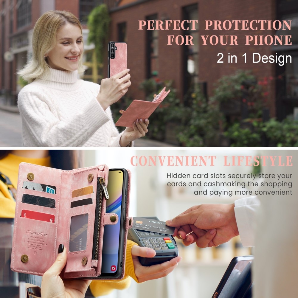 Multi-slot Plånboksfodral Samsung Galaxy A15 rosa