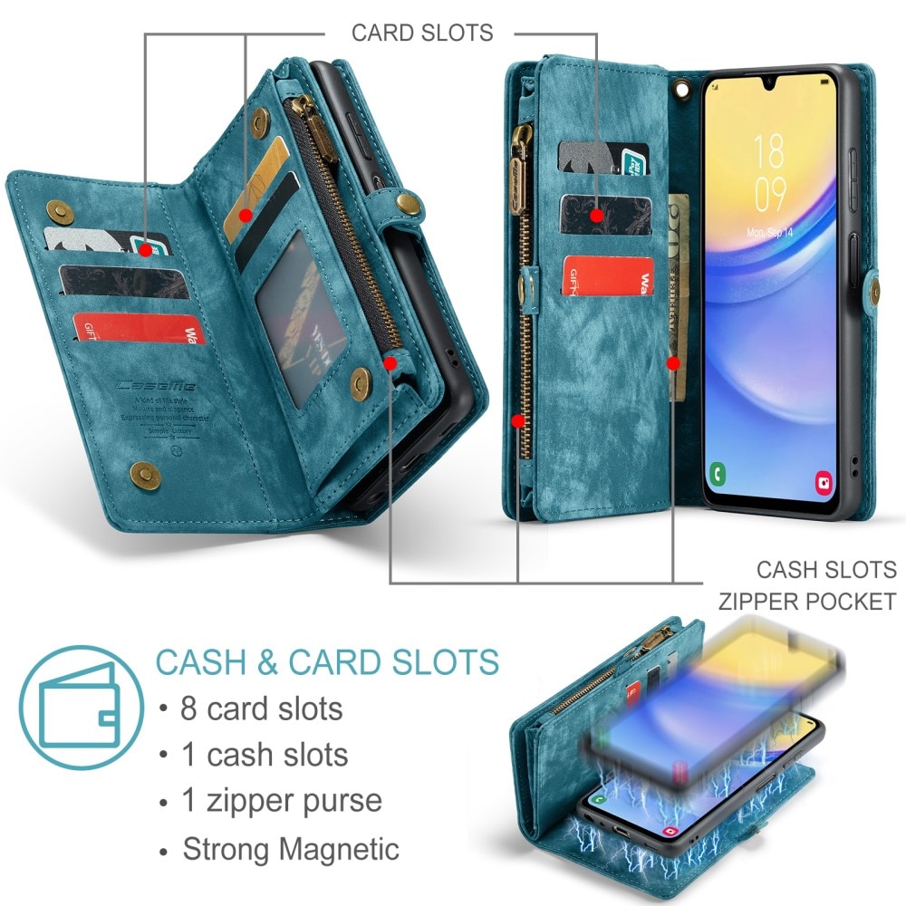 Multi-slot Plånboksfodral Samsung Galaxy A15 blå