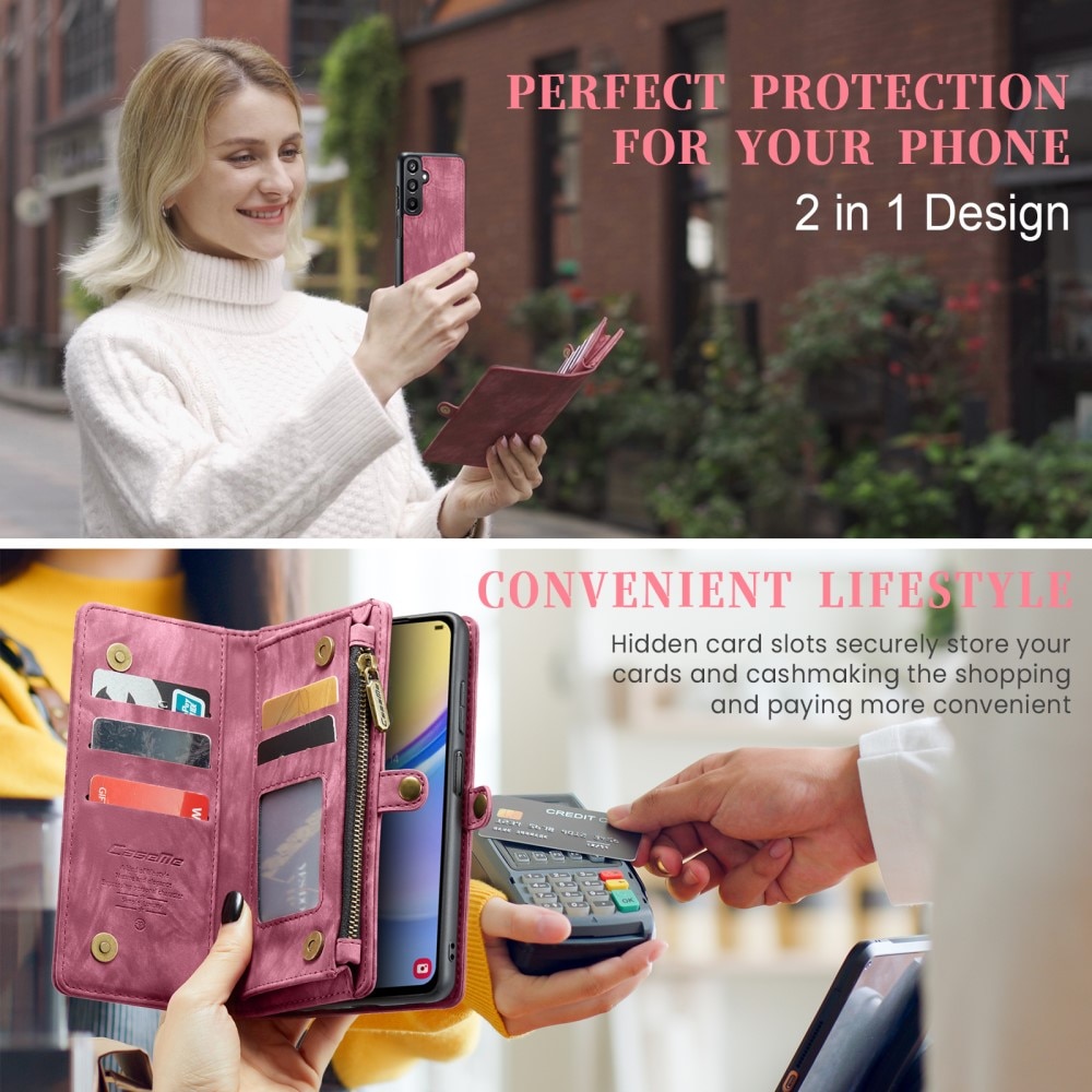 Multi-slot Plånboksfodral Samsung Galaxy A15 röd
