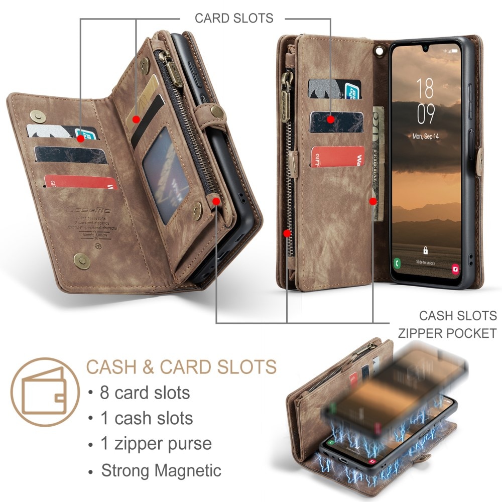 Multi-slot Plånboksfodral Samsung Galaxy A25 Brun