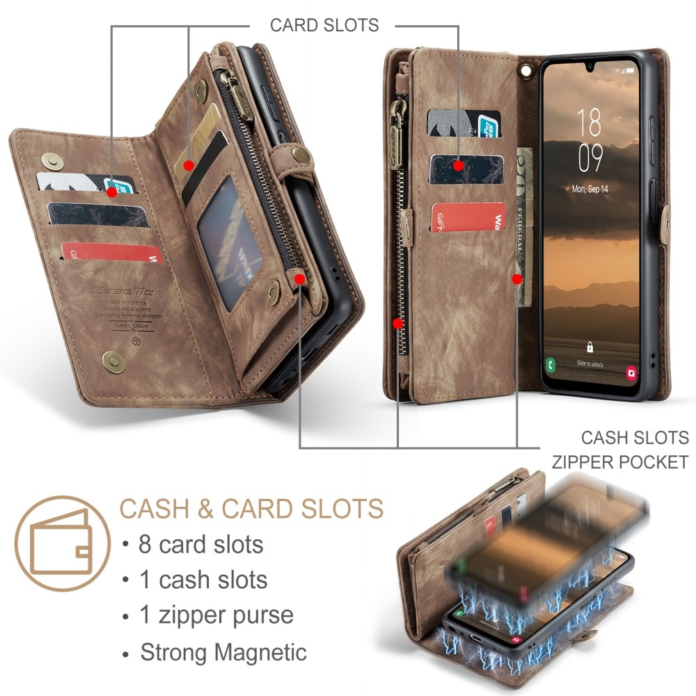 Multi-slot Plånboksfodral Samsung Galaxy A25 brun