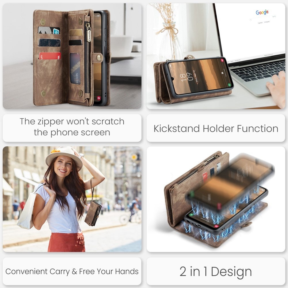 Multi-slot Plånboksfodral Samsung Galaxy A25 Brun