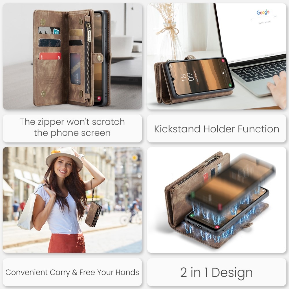 Multi-slot Plånboksfodral Samsung Galaxy A25 brun