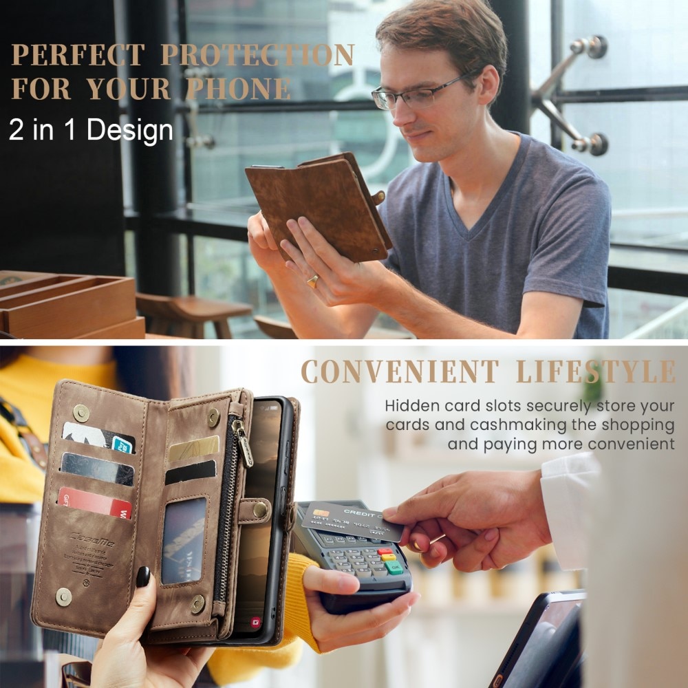Multi-slot Plånboksfodral Samsung Galaxy A25 Brun