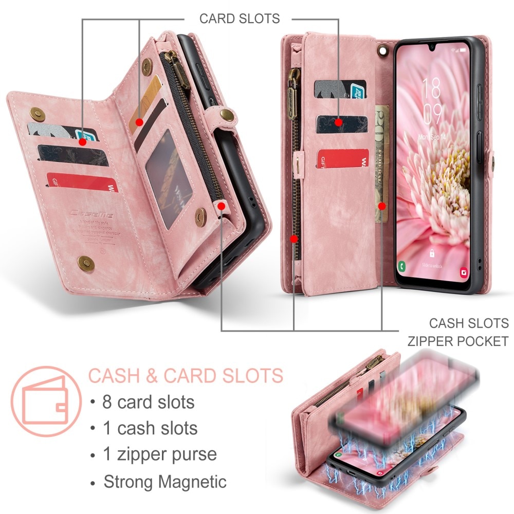 Multi-slot Plånboksfodral Samsung Galaxy A25 rosa