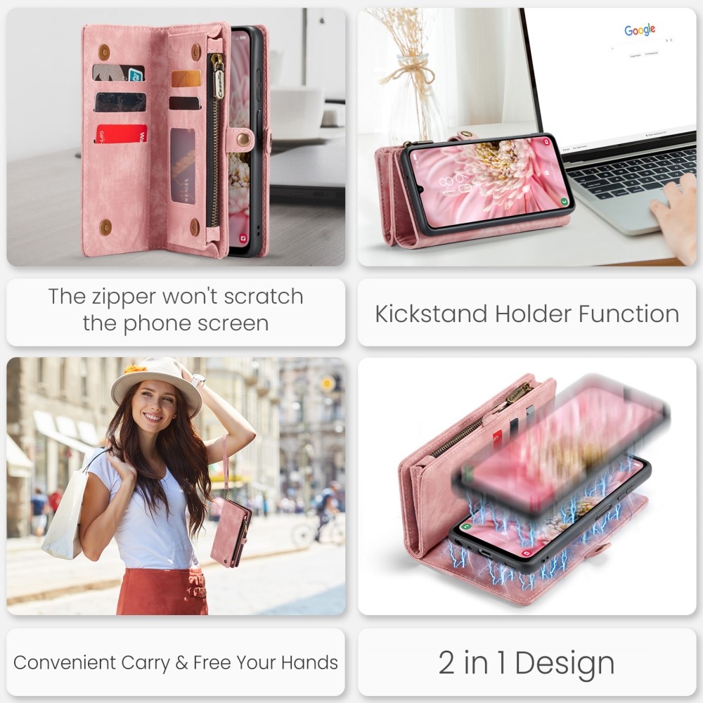 Multi-slot Plånboksfodral Samsung Galaxy A25 rosa
