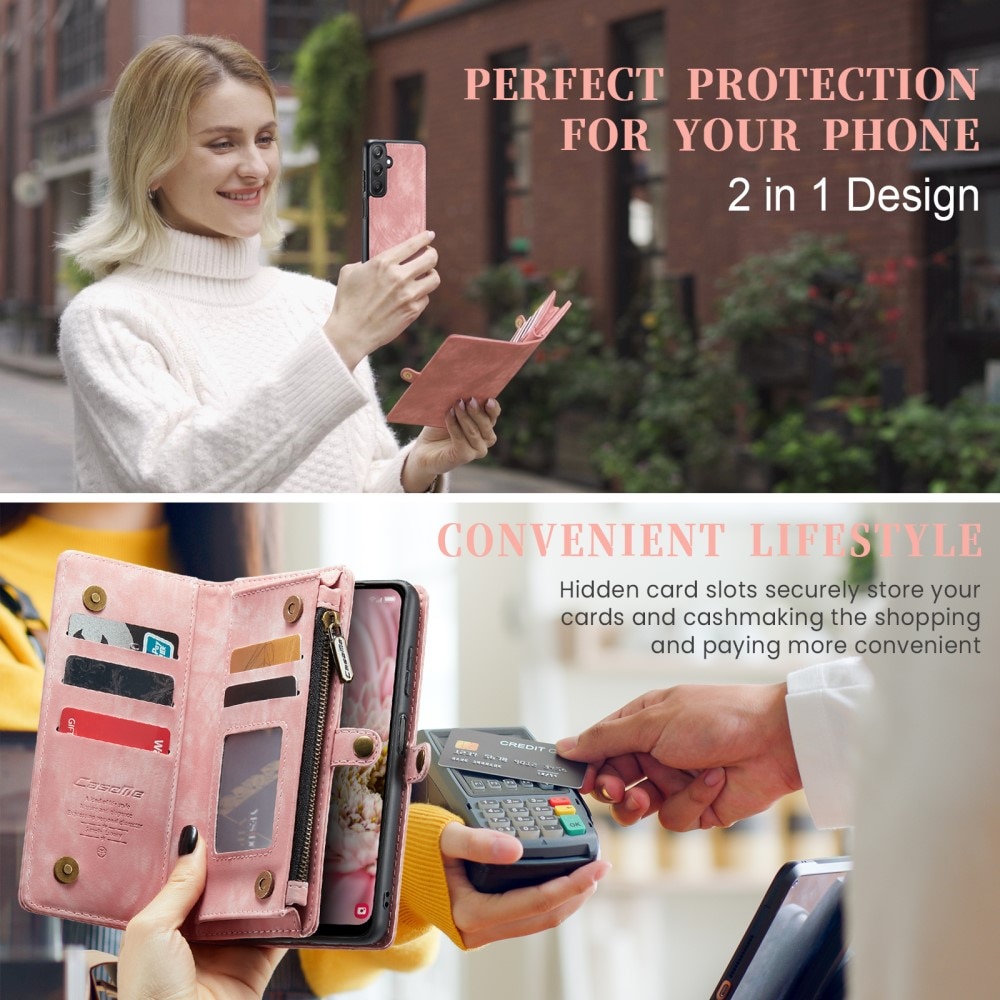Multi-slot Plånboksfodral Samsung Galaxy A25 Rosa