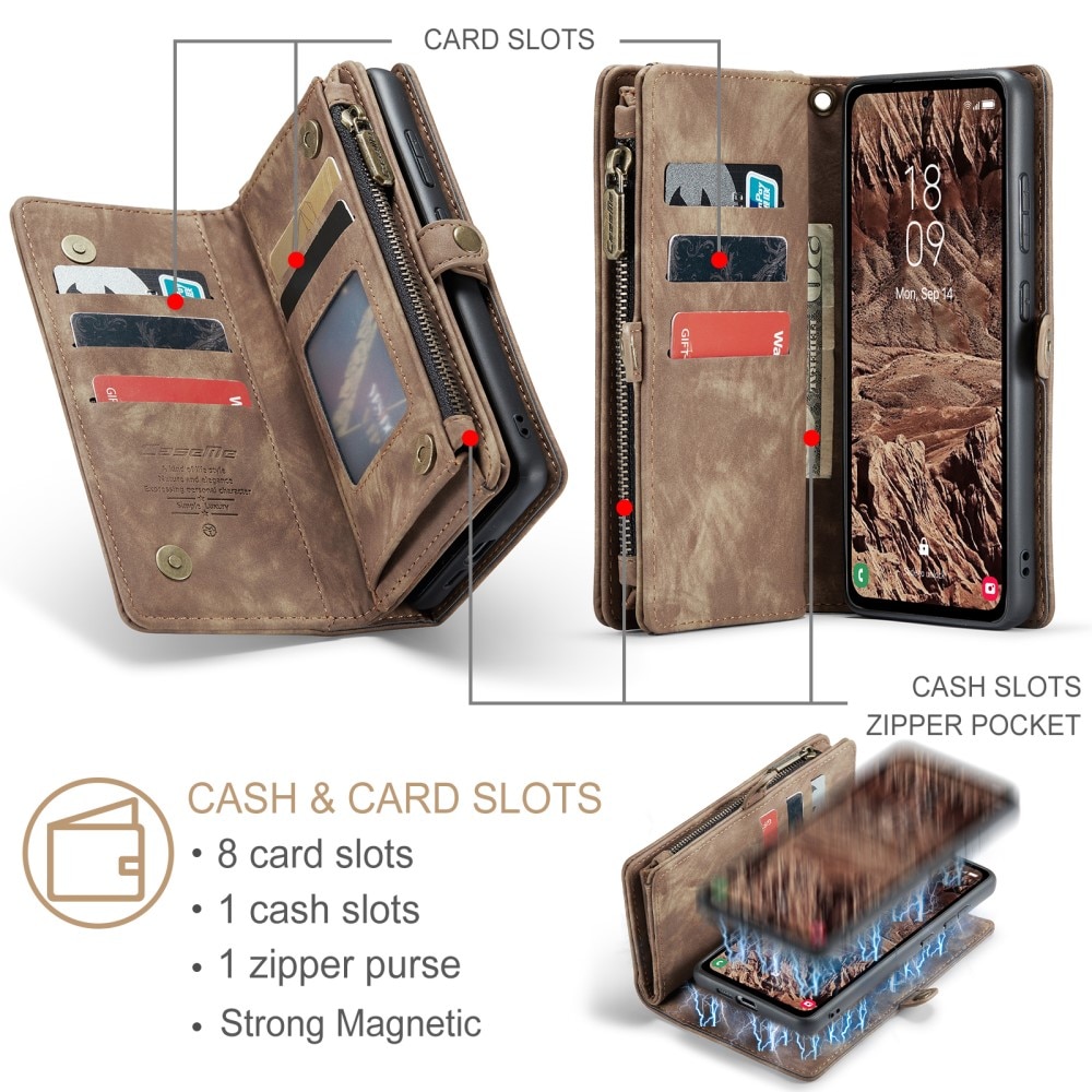 Multi-slot Plånboksfodral Samsung Galaxy A55 brun
