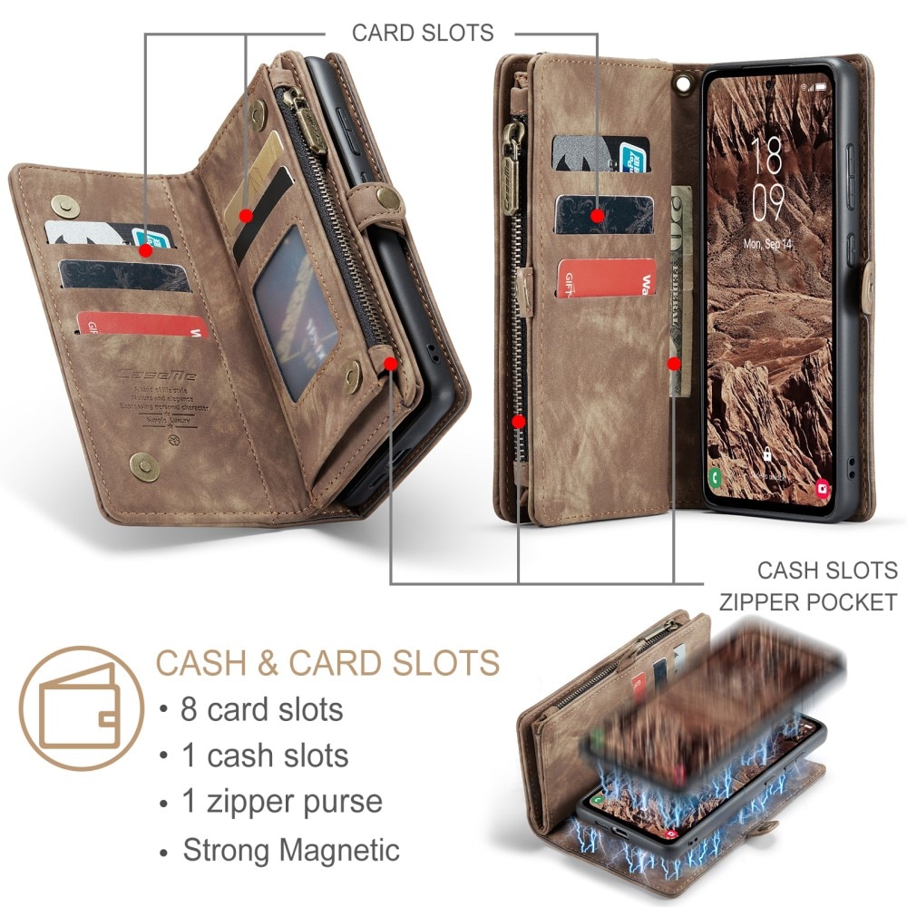 Multi-slot Plånboksfodral Samsung Galaxy A55 Brun