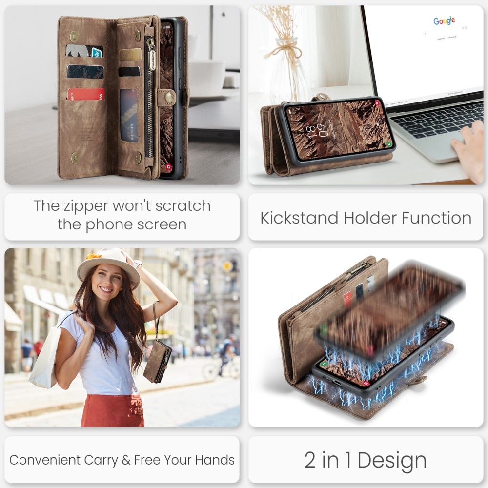Multi-slot Plånboksfodral Samsung Galaxy A55 Brun