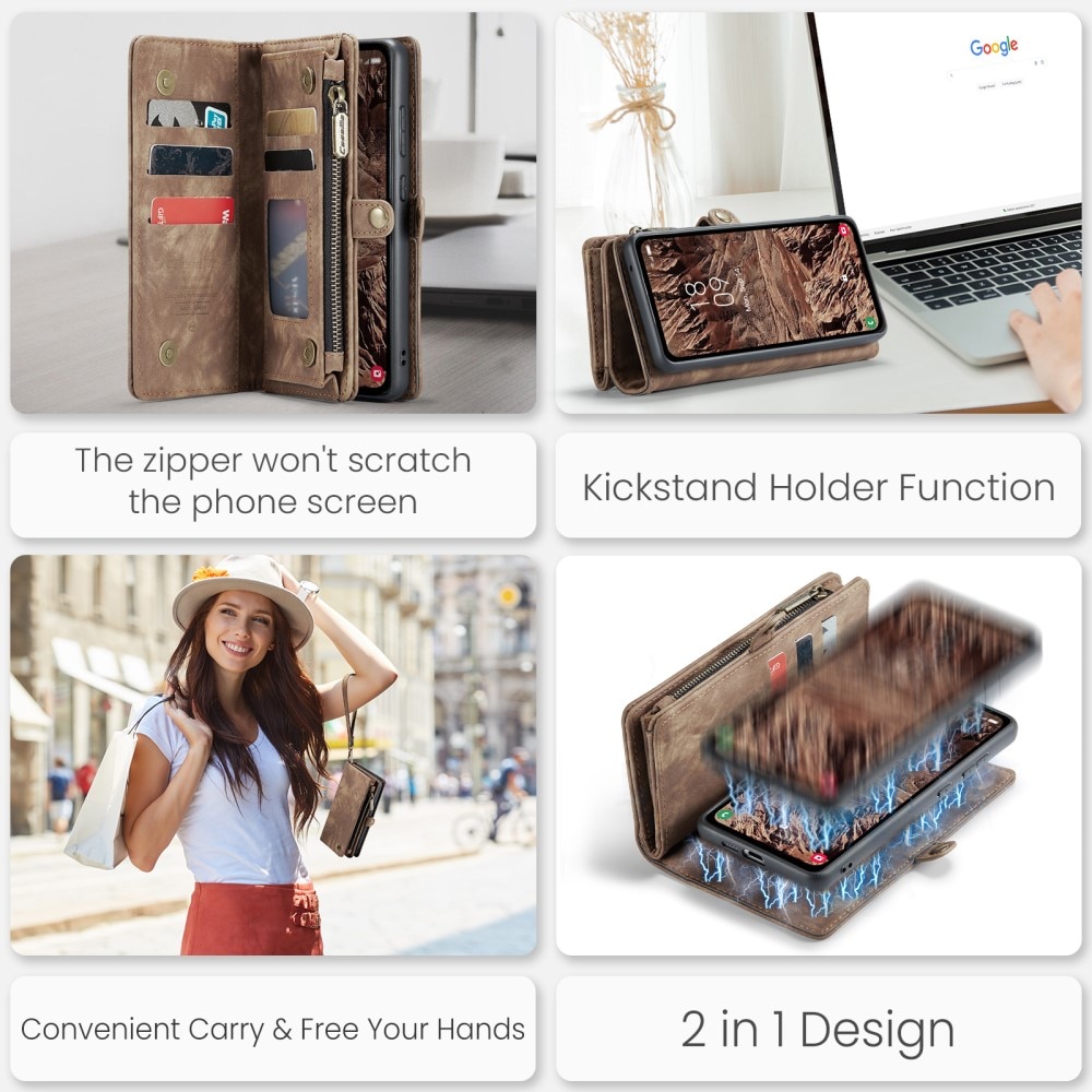 Multi-slot Plånboksfodral Samsung Galaxy A55 brun