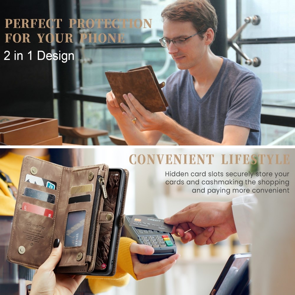 Multi-slot Plånboksfodral Samsung Galaxy A55 Brun