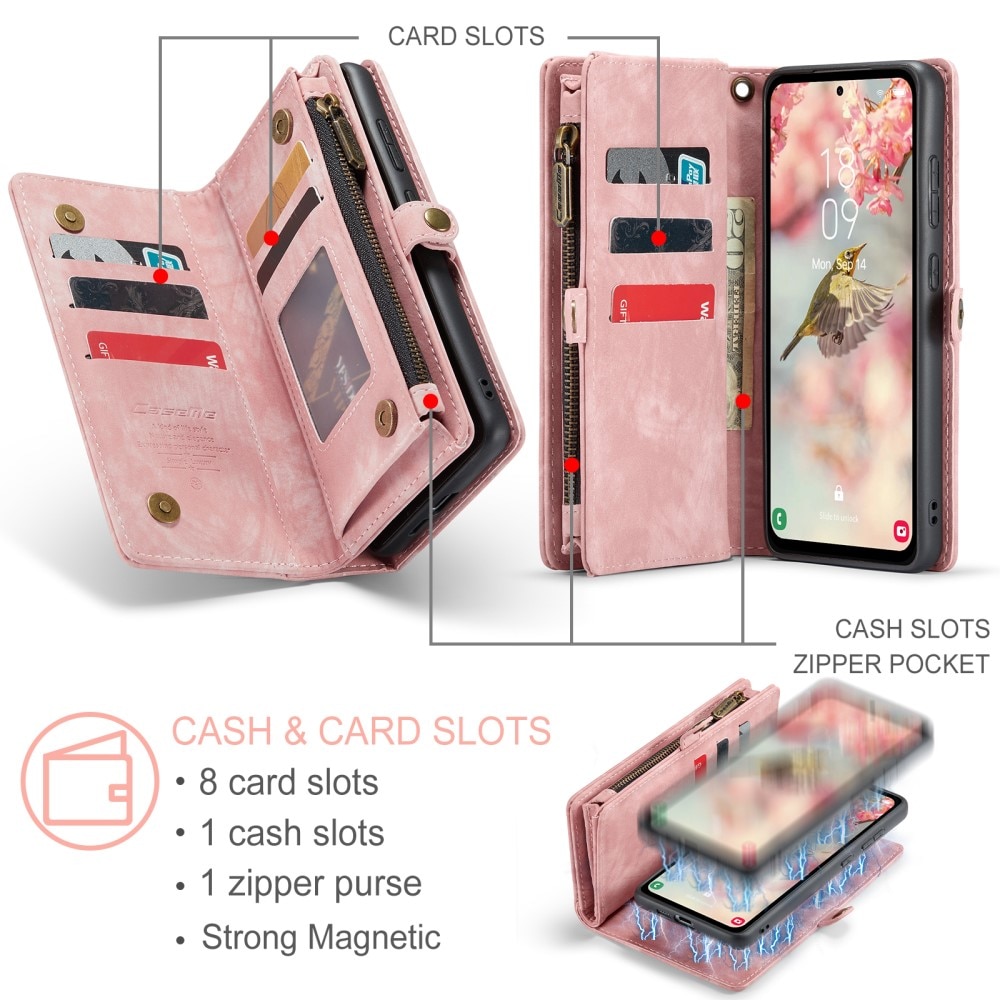 Multi-slot Plånboksfodral Samsung Galaxy A55 rosa