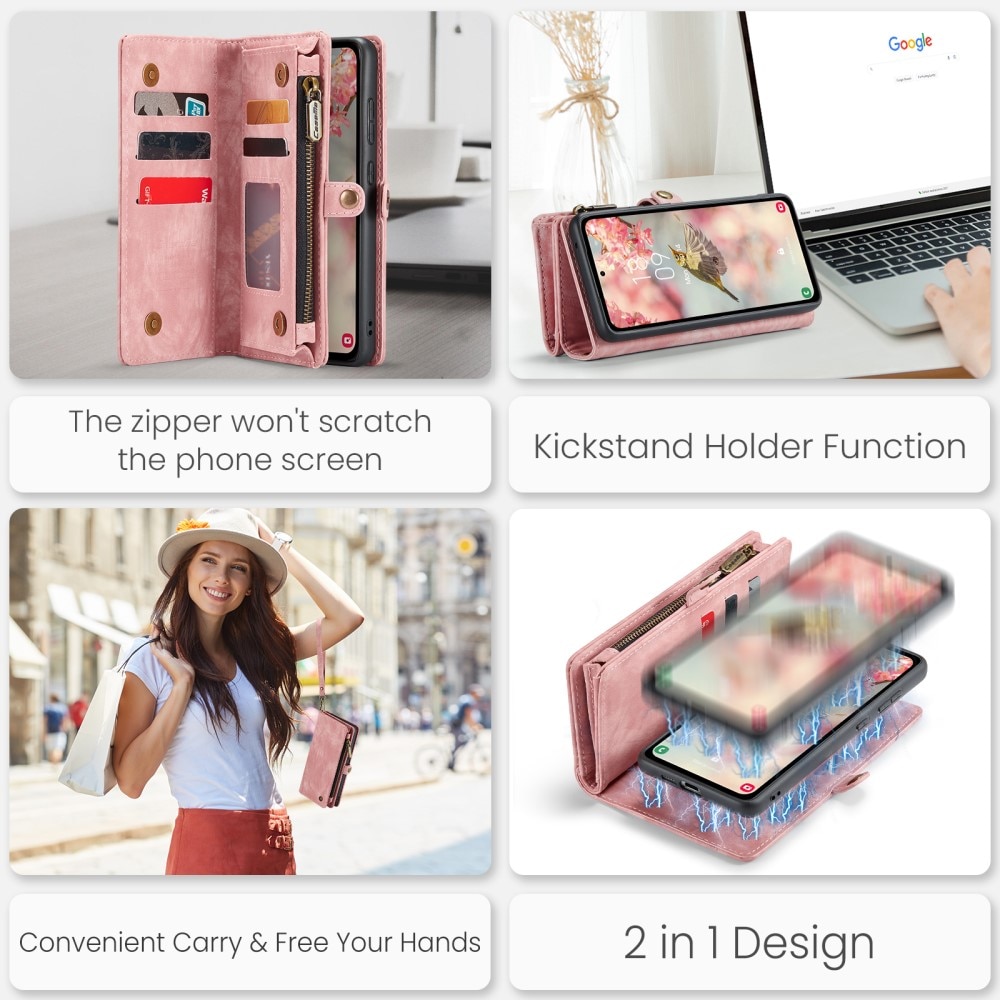 Multi-slot Plånboksfodral Samsung Galaxy A55 Rosa