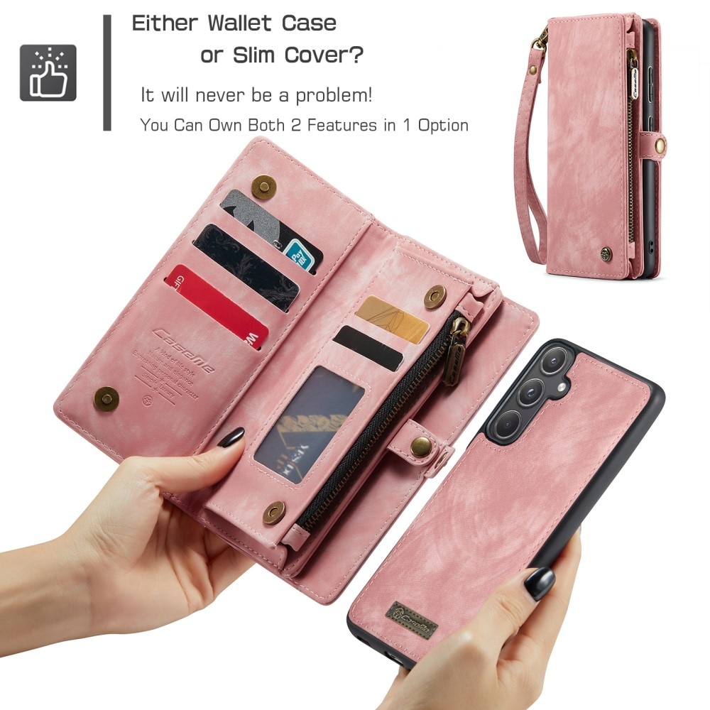 Multi-slot Plånboksfodral Samsung Galaxy A55 Rosa