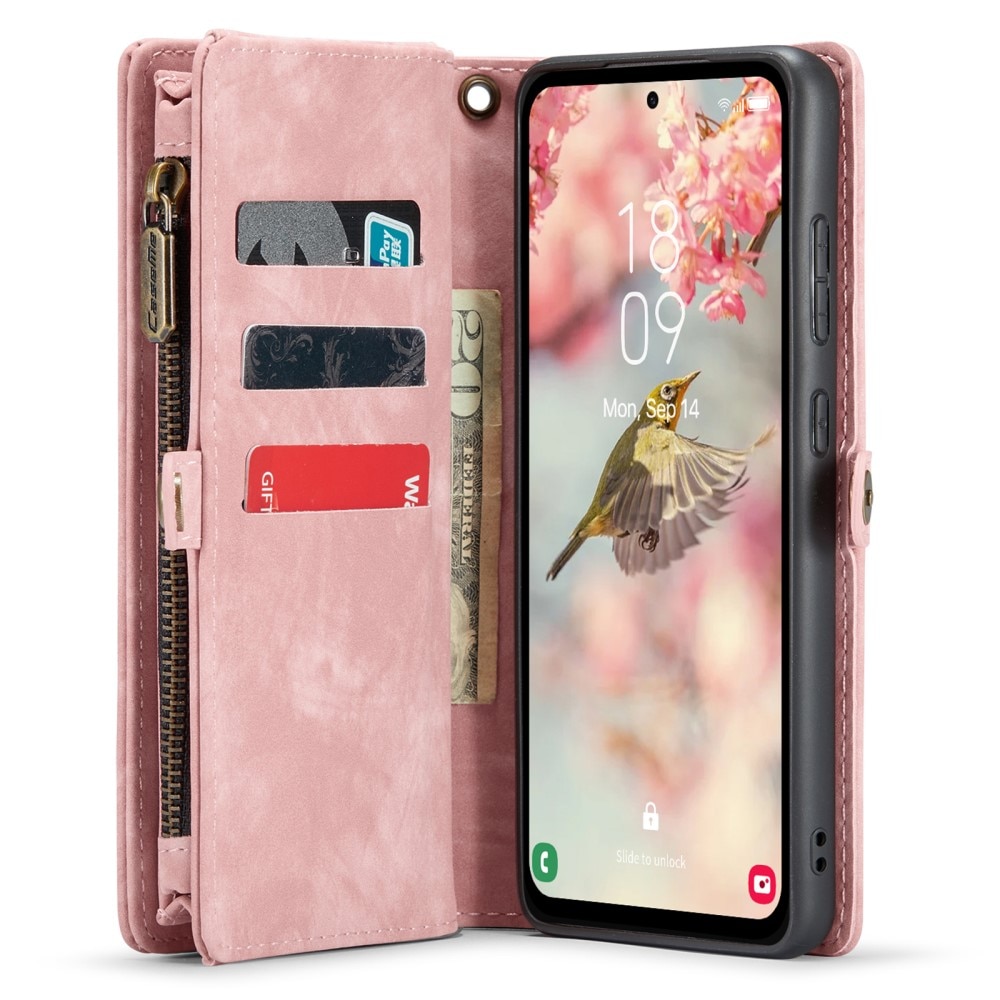 Multi-slot Plånboksfodral Samsung Galaxy A55 rosa