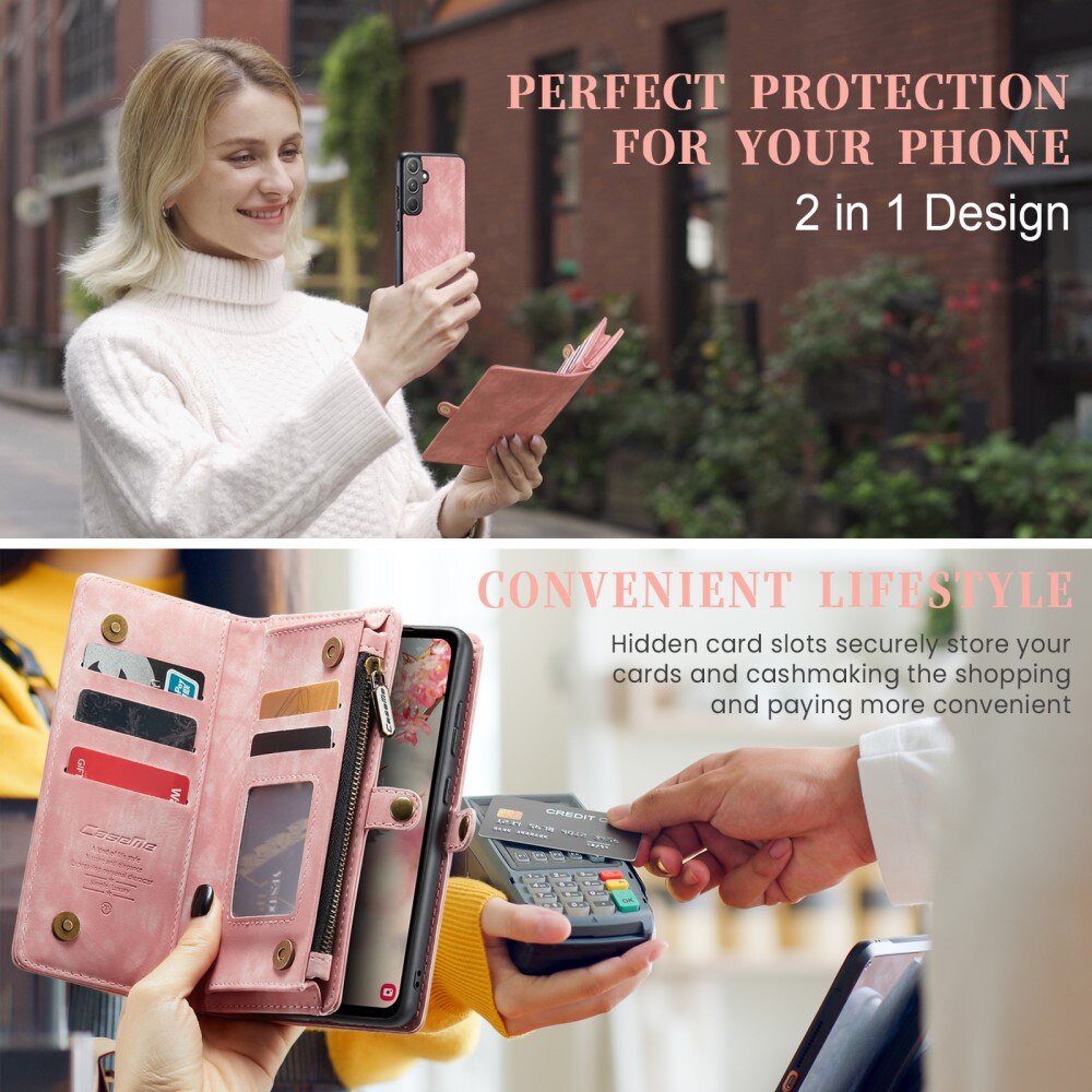 Multi-slot Plånboksfodral Samsung Galaxy A55 rosa