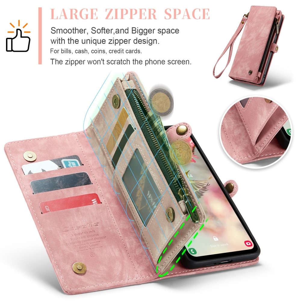Multi-slot Plånboksfodral Samsung Galaxy A55 Rosa