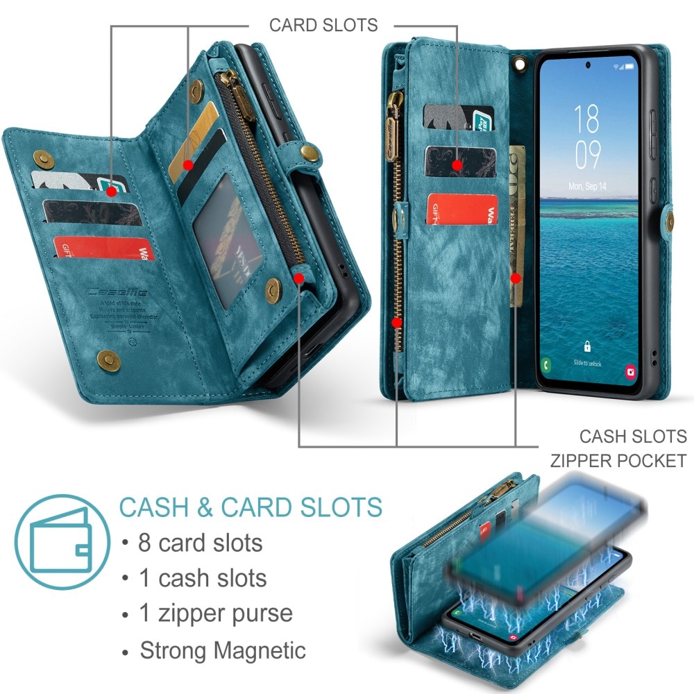 Multi-slot Plånboksfodral Samsung Galaxy A55 blå