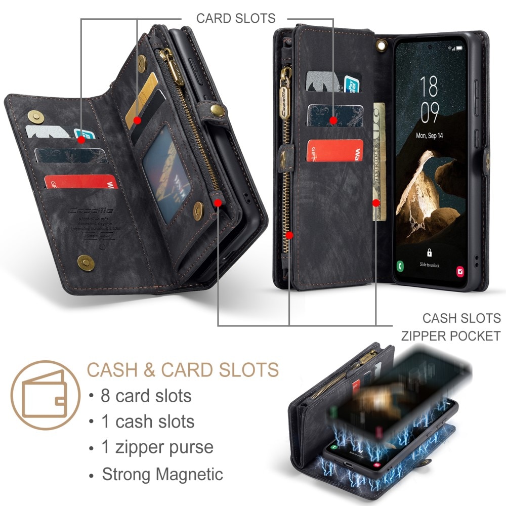 Multi-slot Plånboksfodral Samsung Galaxy A55 Grå
