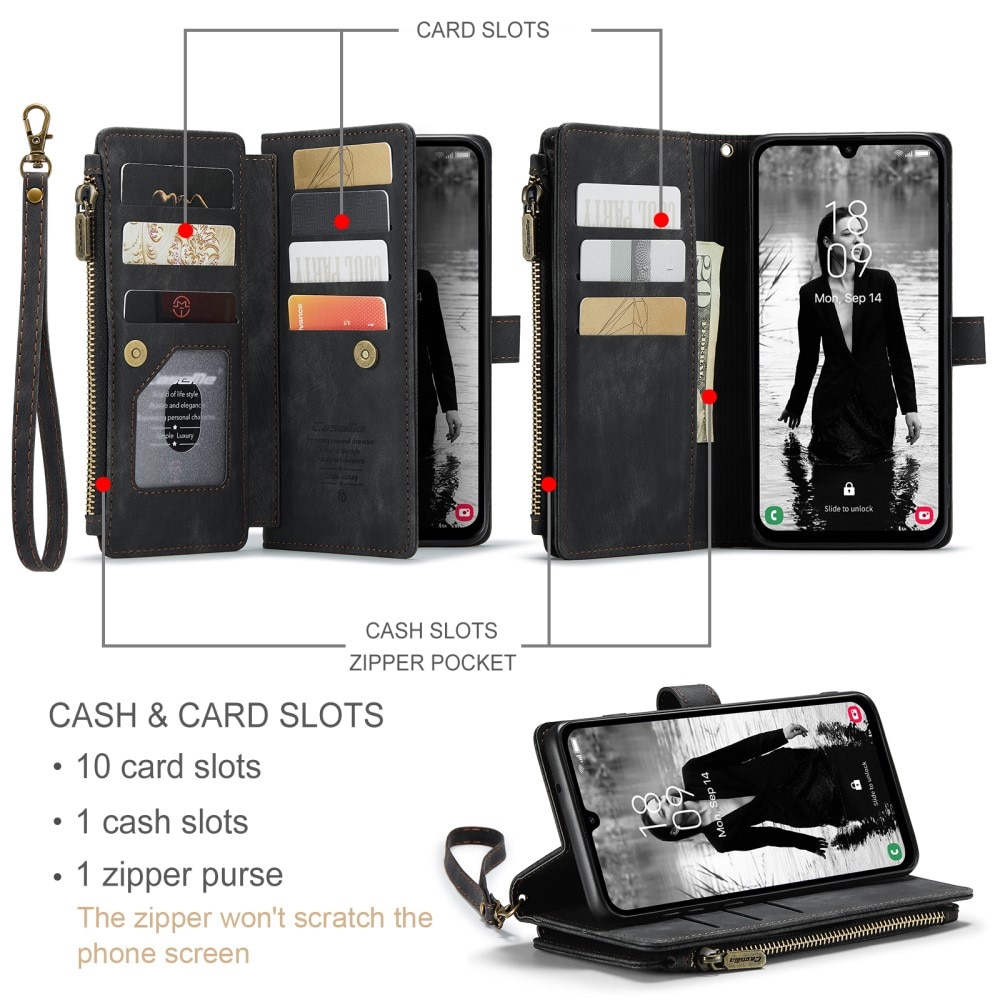 Zipper Plånboksfodral Samsung Galaxy A15 svart
