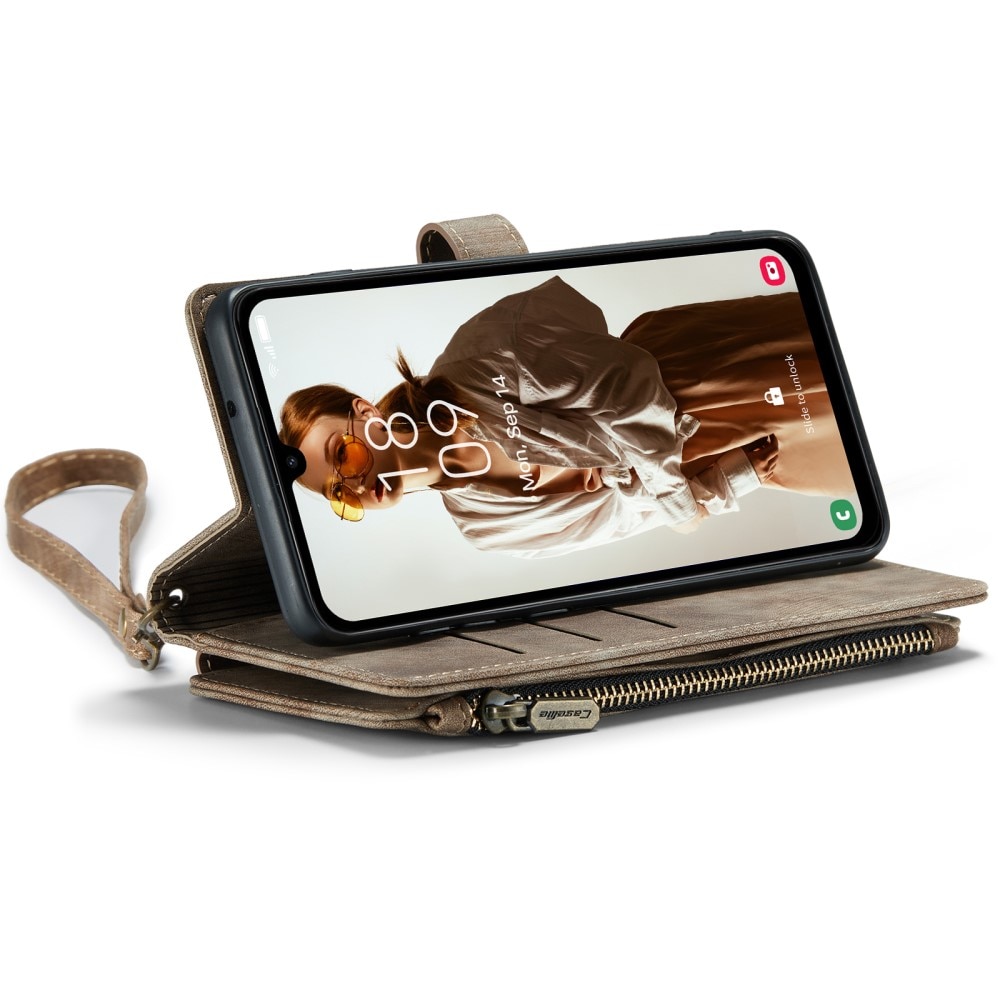Zipper Plånboksfodral Samsung Galaxy A15 brun
