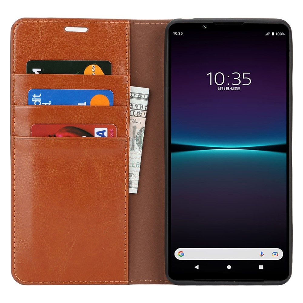 Mobilfodral Äkta Läder Sony Xperia 1 VI Brun