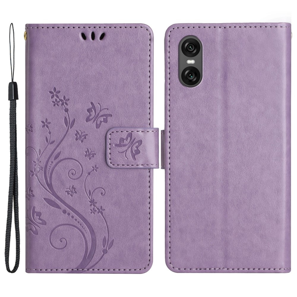 Läderfodral Fjärilar Sony Xperia 10 VI Lila