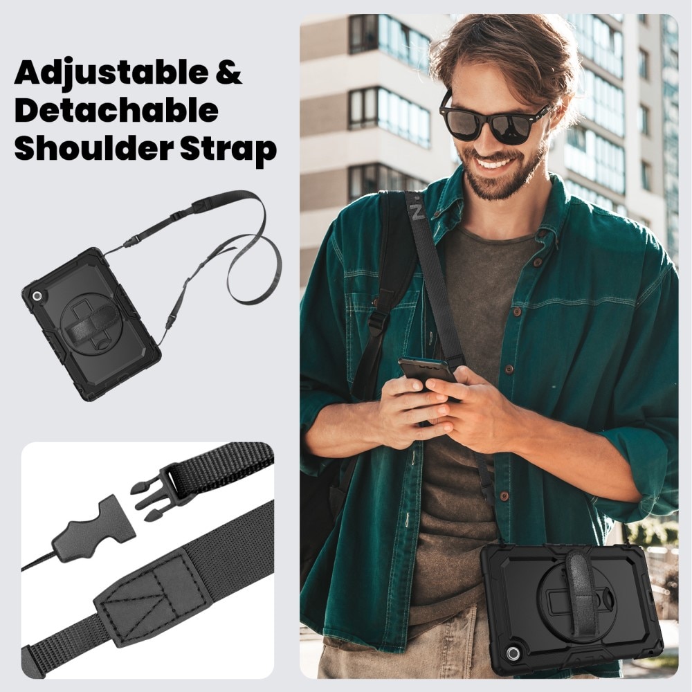 Stöttåligt Full Protection Hybridskal med axelrem  Lenovo Tab svart