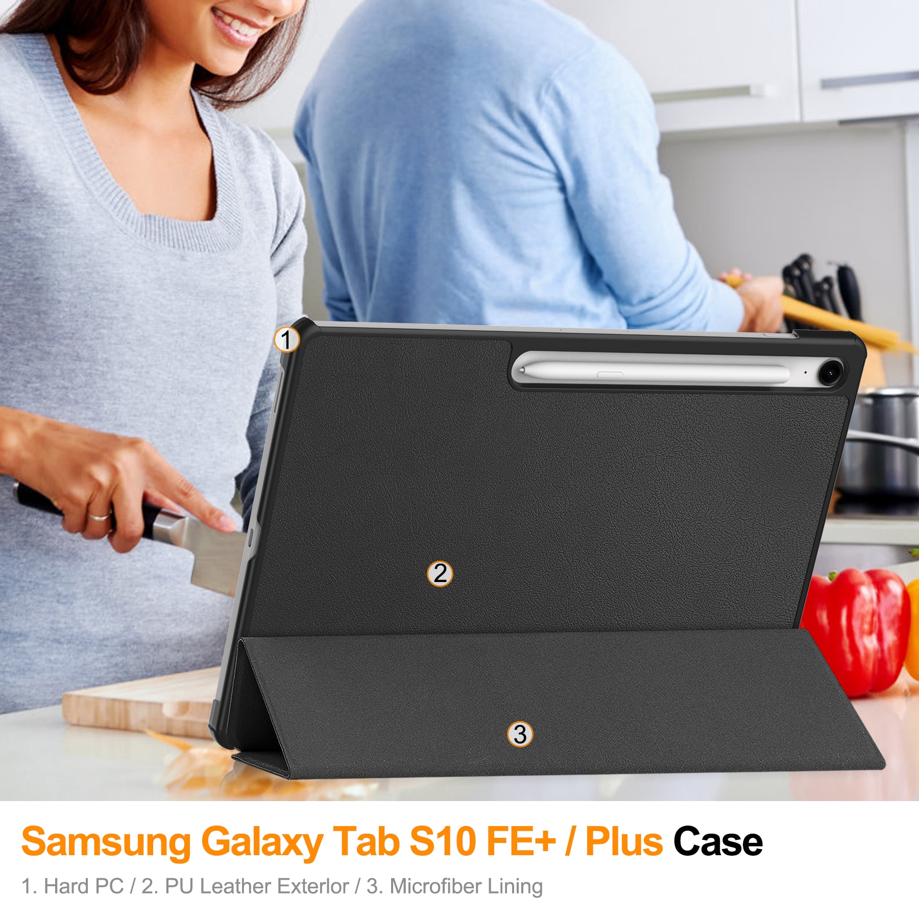 Fodral Tri-fold Samsung Galaxy Tab S10 FE Plus Svart