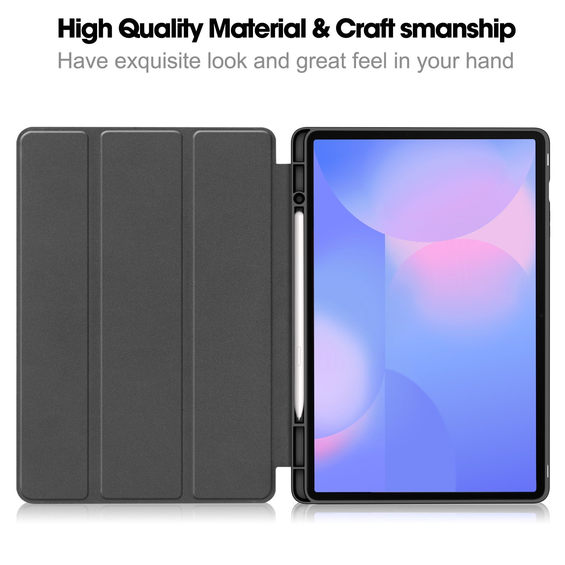 Samsung Galaxy Tab S10 FE Plus Fodral Tri-fold med Pencil-hållare Svart
