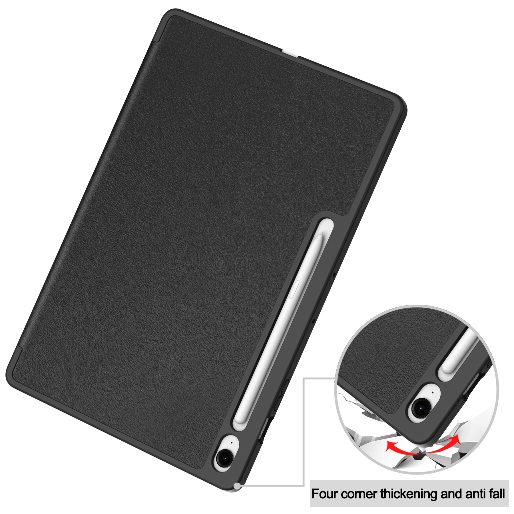 Samsung Galaxy Tab S10 FE Plus Fodral Tri-fold med Pencil-hållare Svart