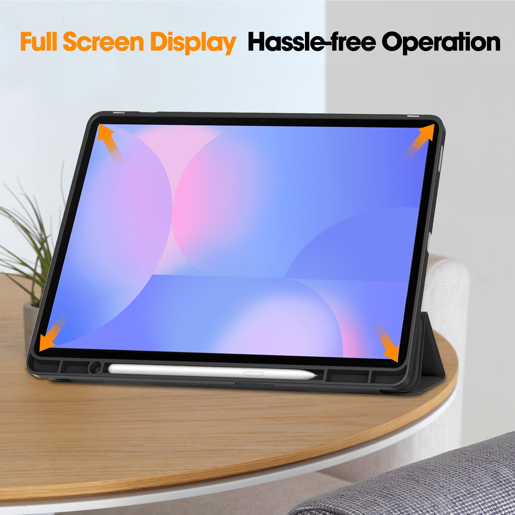 Samsung Galaxy Tab S10 FE Plus Fodral Tri-fold med Pencil-hållare Svart