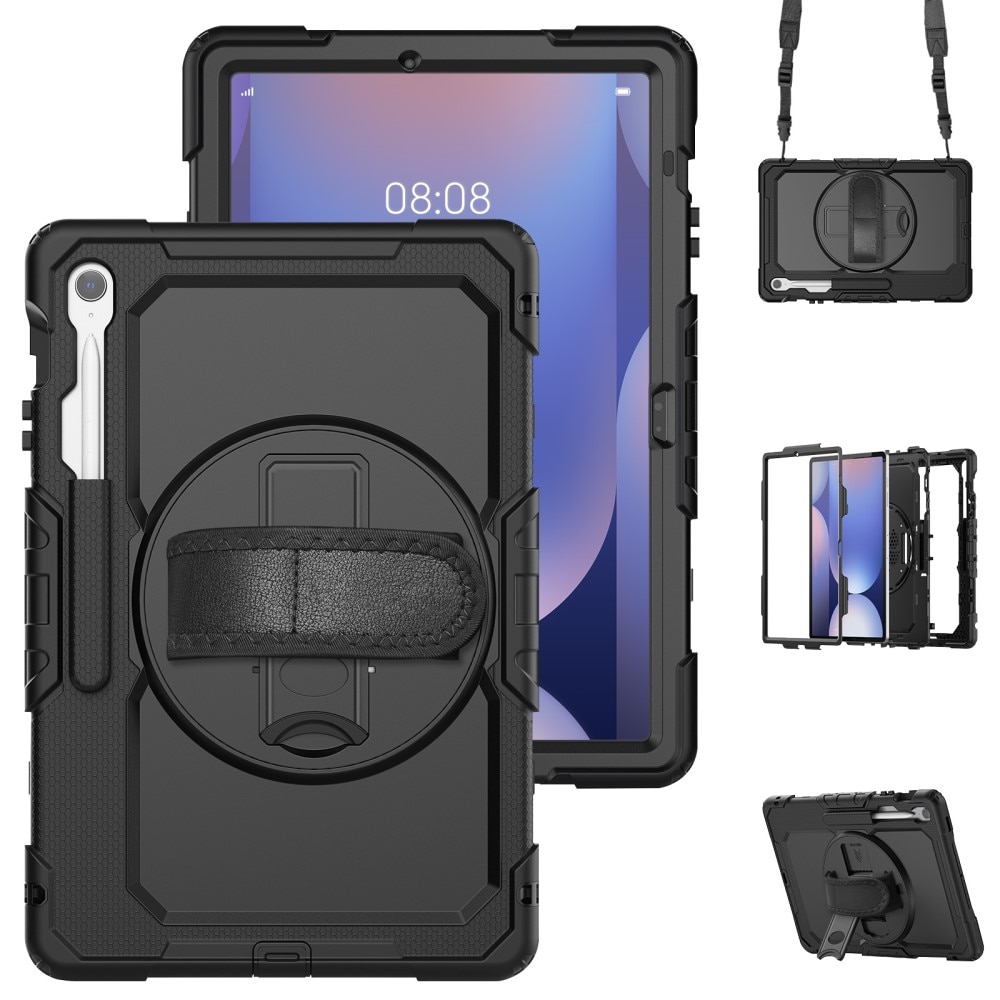 Stöttåligt Full Protection Hybridskal med axelrem Samsung Galaxy Tab S10 FE Plus svart