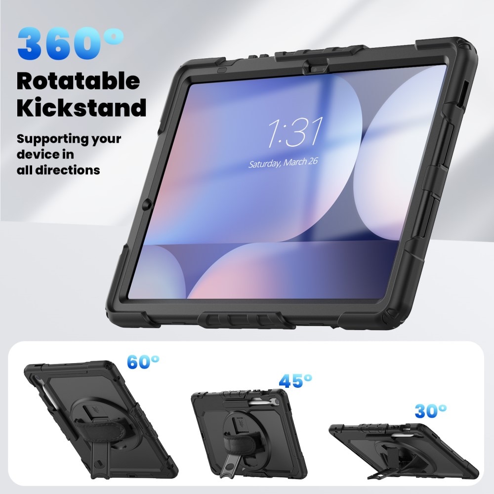 Stöttåligt Full Protection Hybridskal med axelrem Samsung Galaxy Tab S10 FE Plus svart