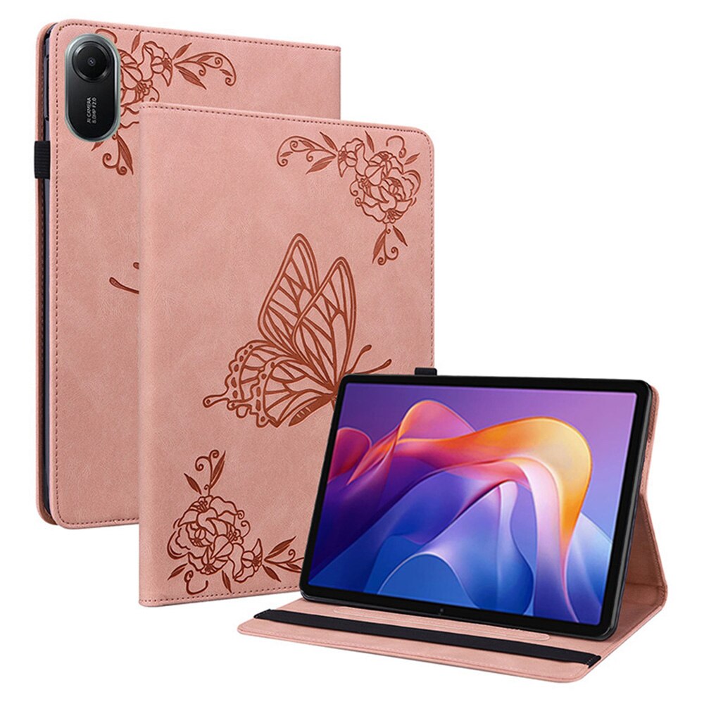 Läderfodral Fjärilar Xiaomi Redmi Pad 2 Rosa