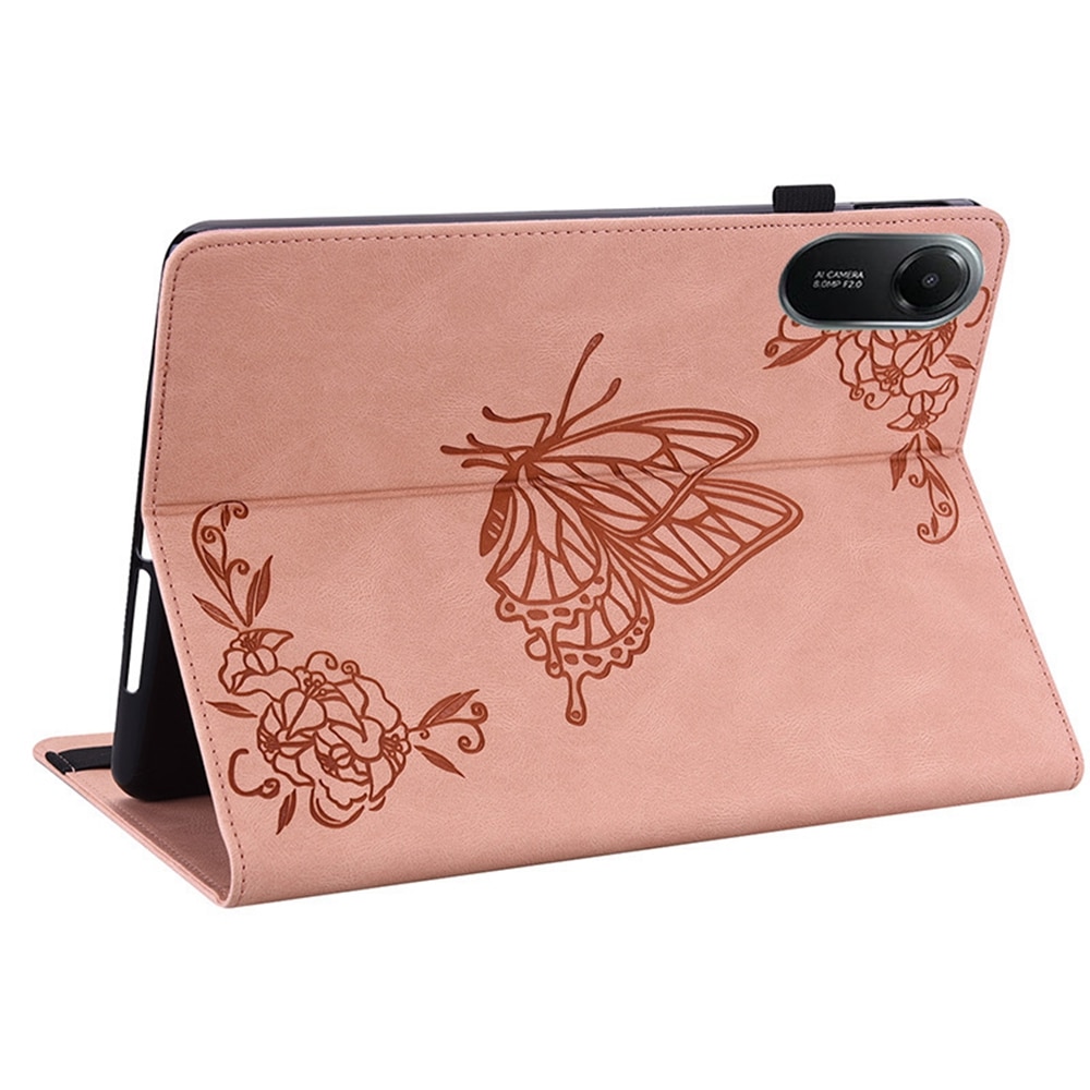 Läderfodral Fjärilar Xiaomi Redmi Pad 2 Rosa