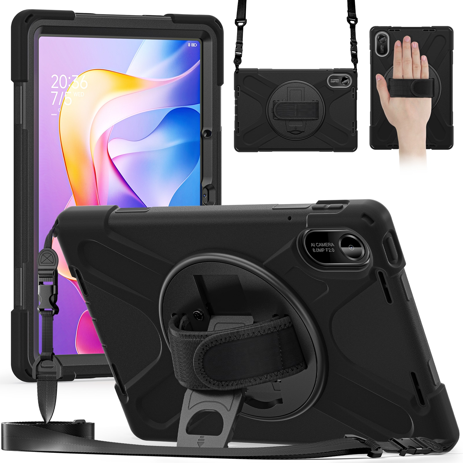 Stöttåligt Hybridskal med axelrem Xiaomi Redmi Pad 2 svart