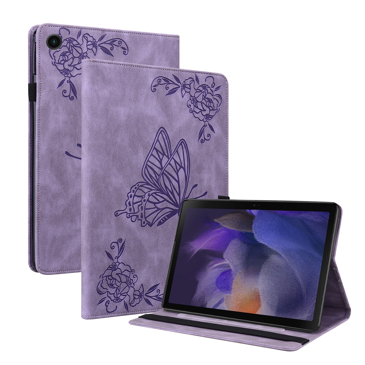 Läderfodral Fjärilar Samsung Galaxy Tab A11 Plus Lila