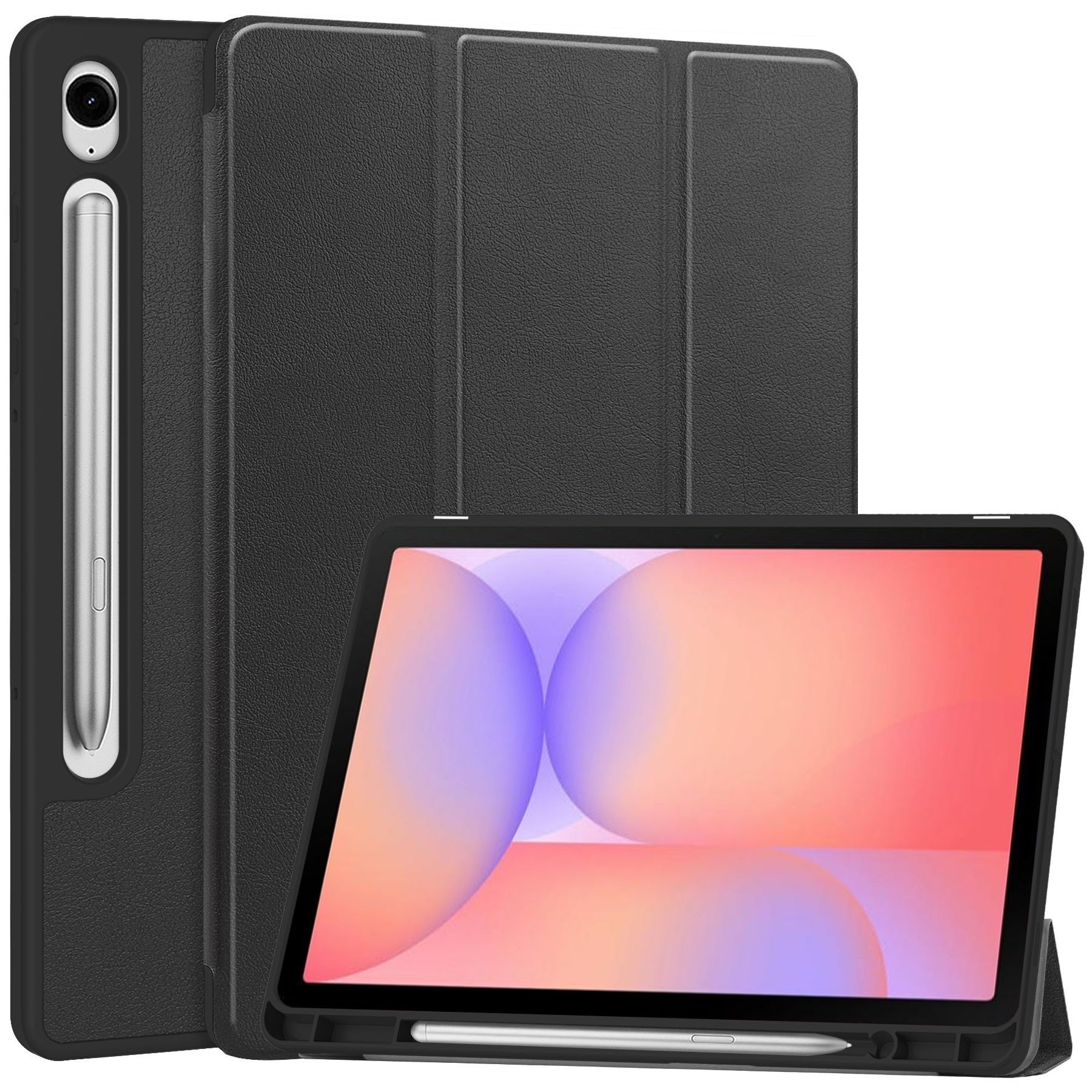 Samsung Galaxy Tab S10 Lite Fodral Tri-fold med Pencil-hållare Svart