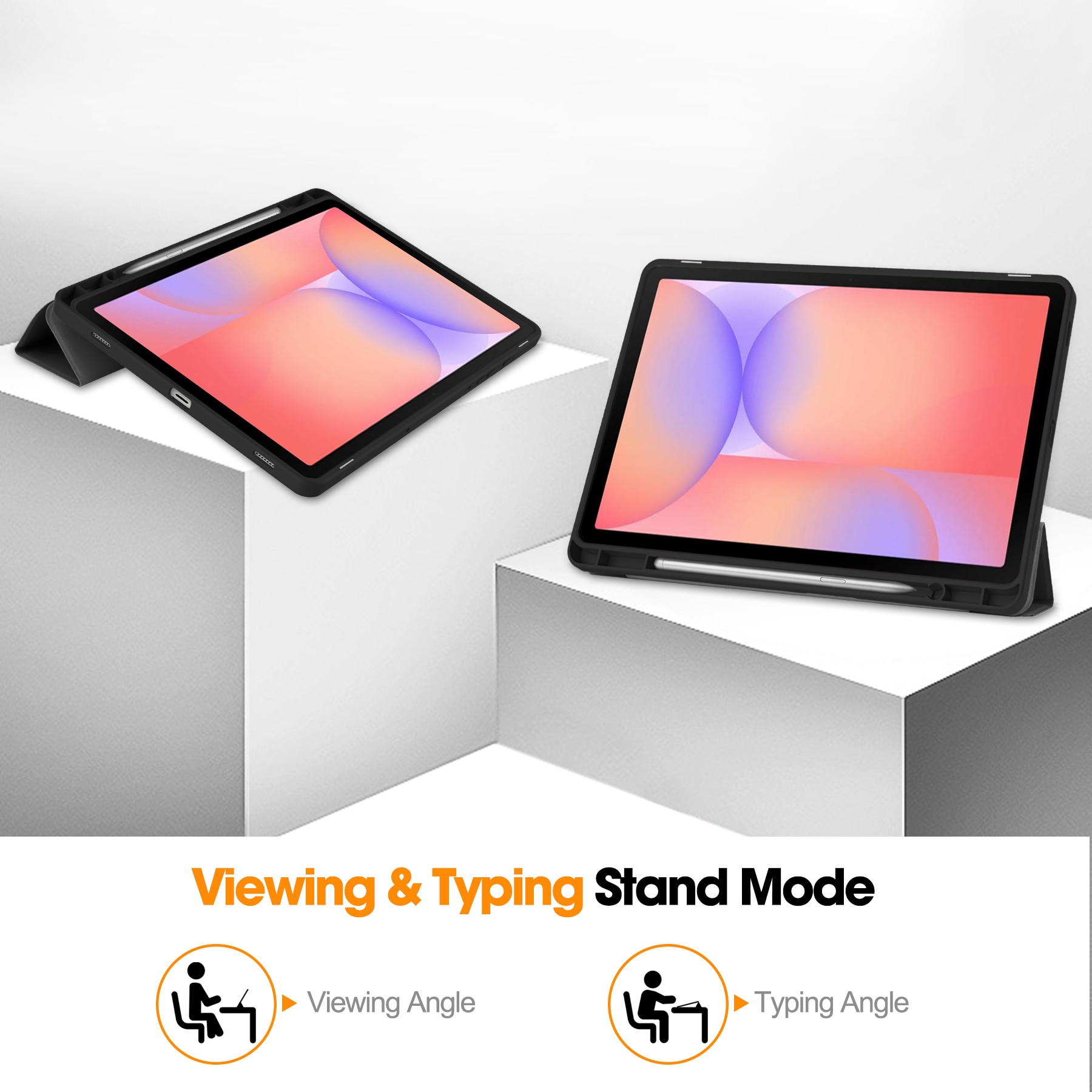 Samsung Galaxy Tab S10 Lite Fodral Tri-fold med Pencil-hållare Svart