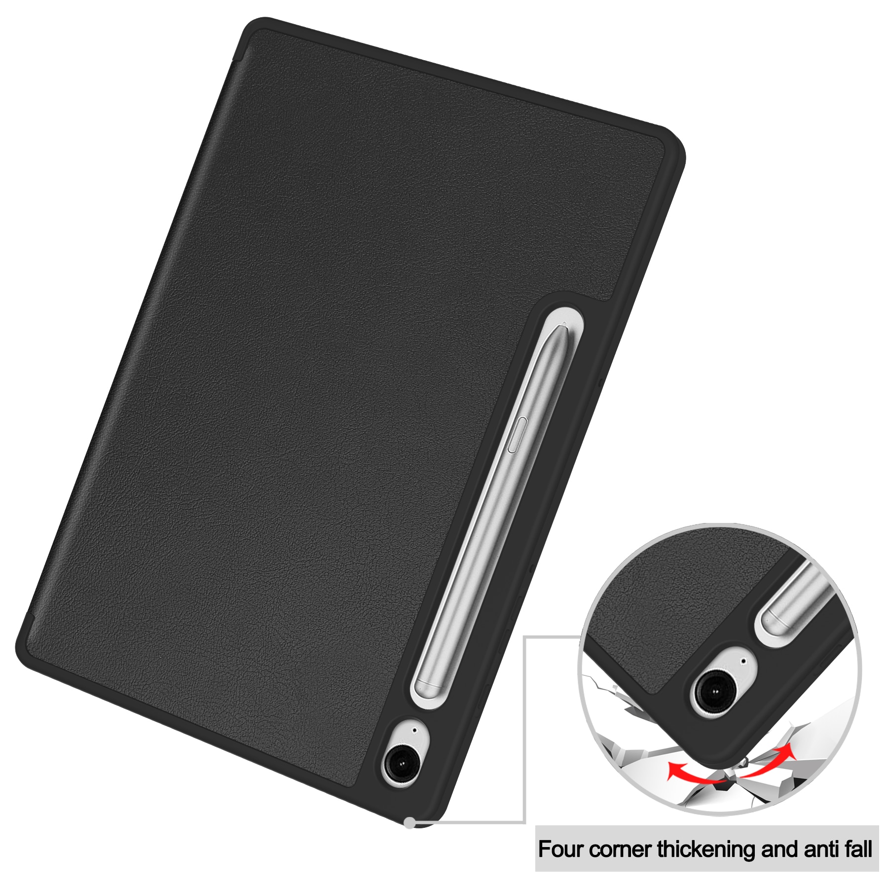 Samsung Galaxy Tab S10 Lite Fodral Tri-fold med Pencil-hållare Svart