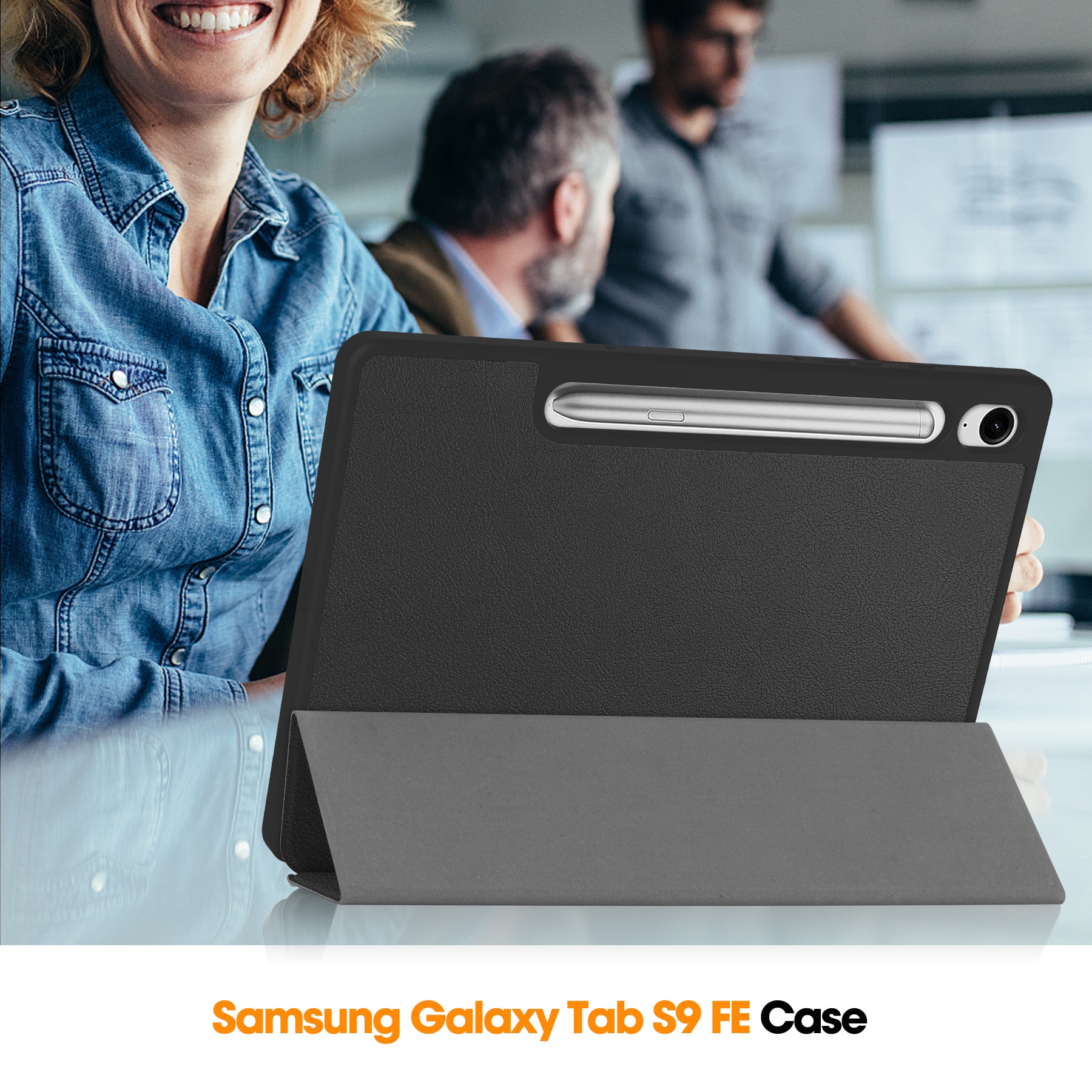 Samsung Galaxy Tab S10 Lite Fodral Tri-fold med Pencil-hållare Svart