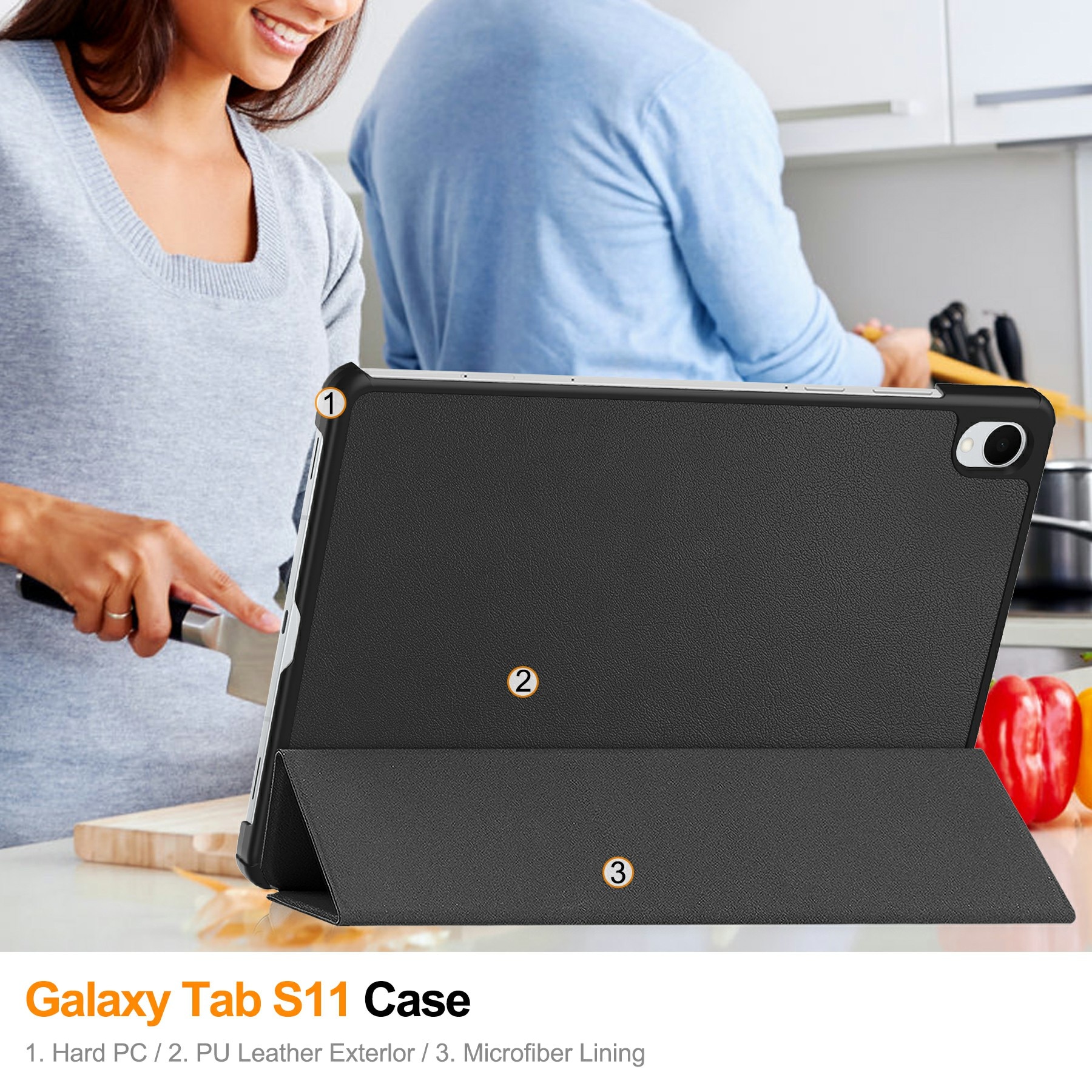 Fodral Tri-fold Samsung Galaxy Tab S11 Svart