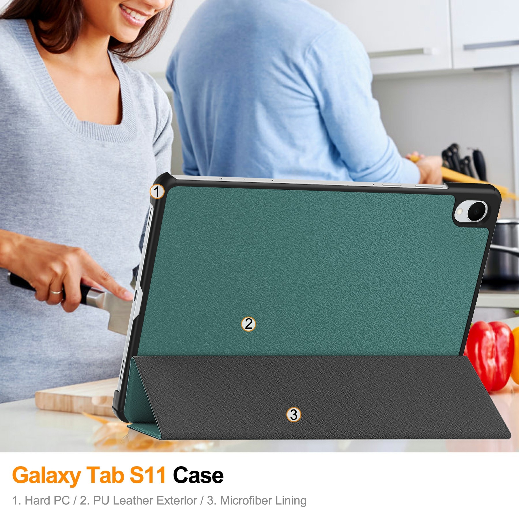 Fodral Tri-fold Samsung Galaxy Tab S11 Grön