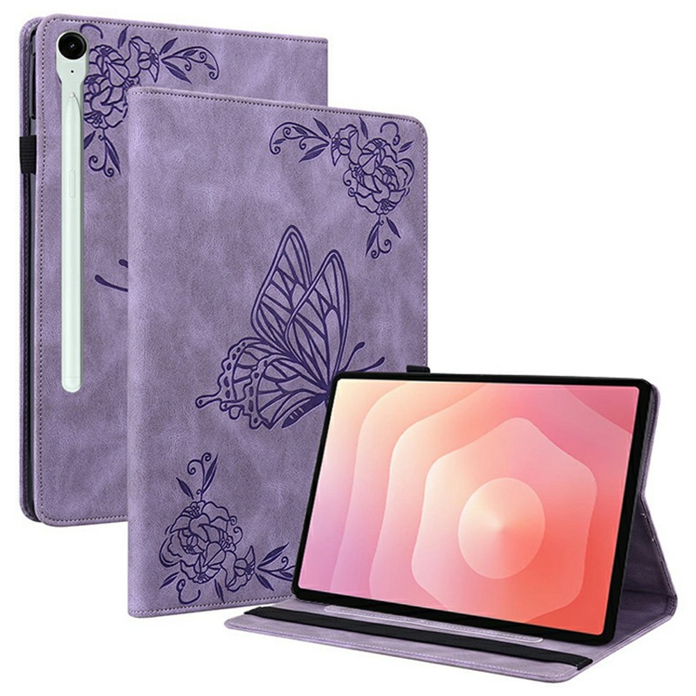 Läderfodral Fjärilar Samsung Galaxy Tab S11 Lila