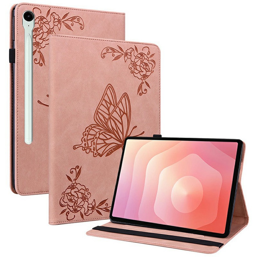 Läderfodral Fjärilar Samsung Galaxy Tab S11 Rosa