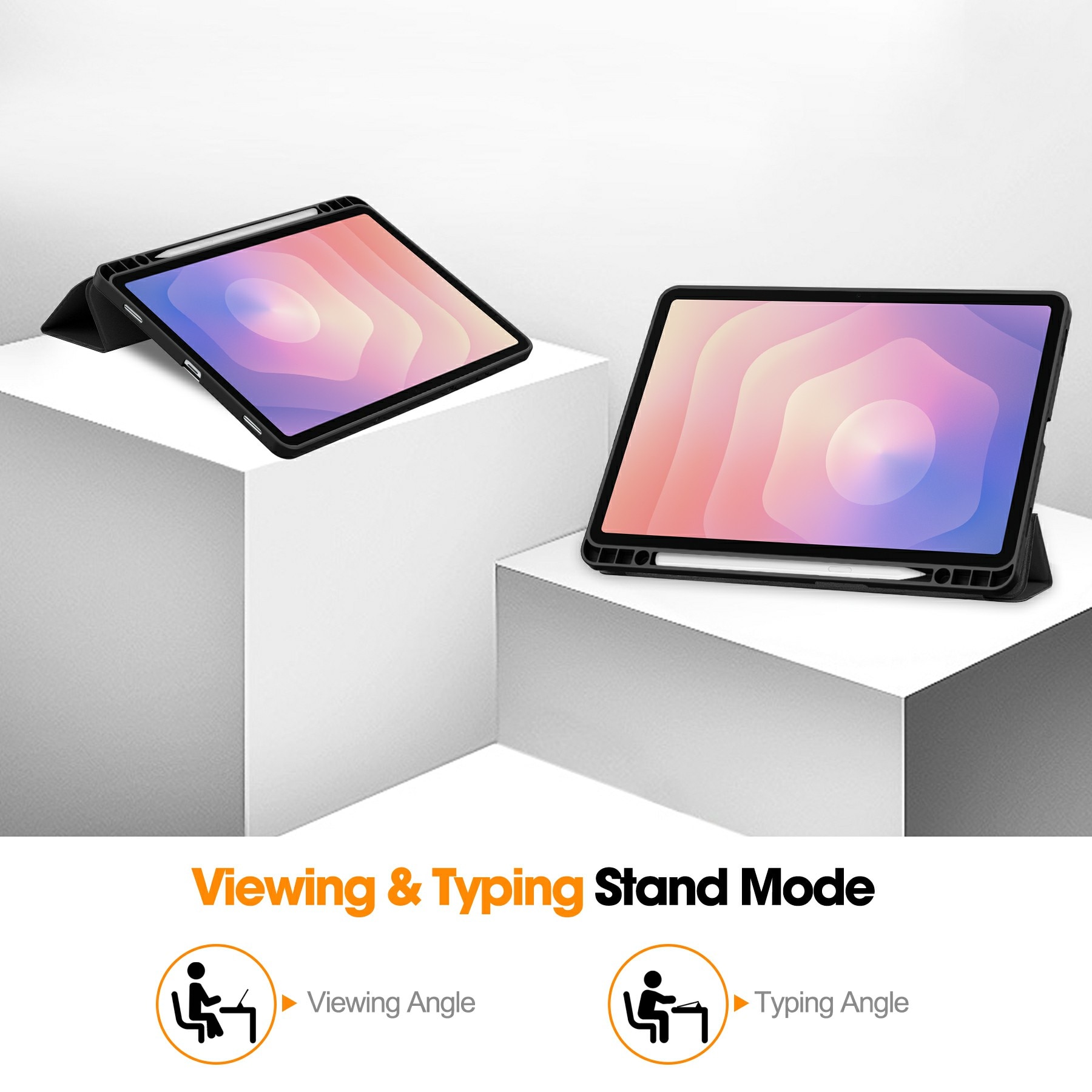 Samsung Galaxy Tab S11 Fodral Tri-fold med Pencil-hållare Svart
