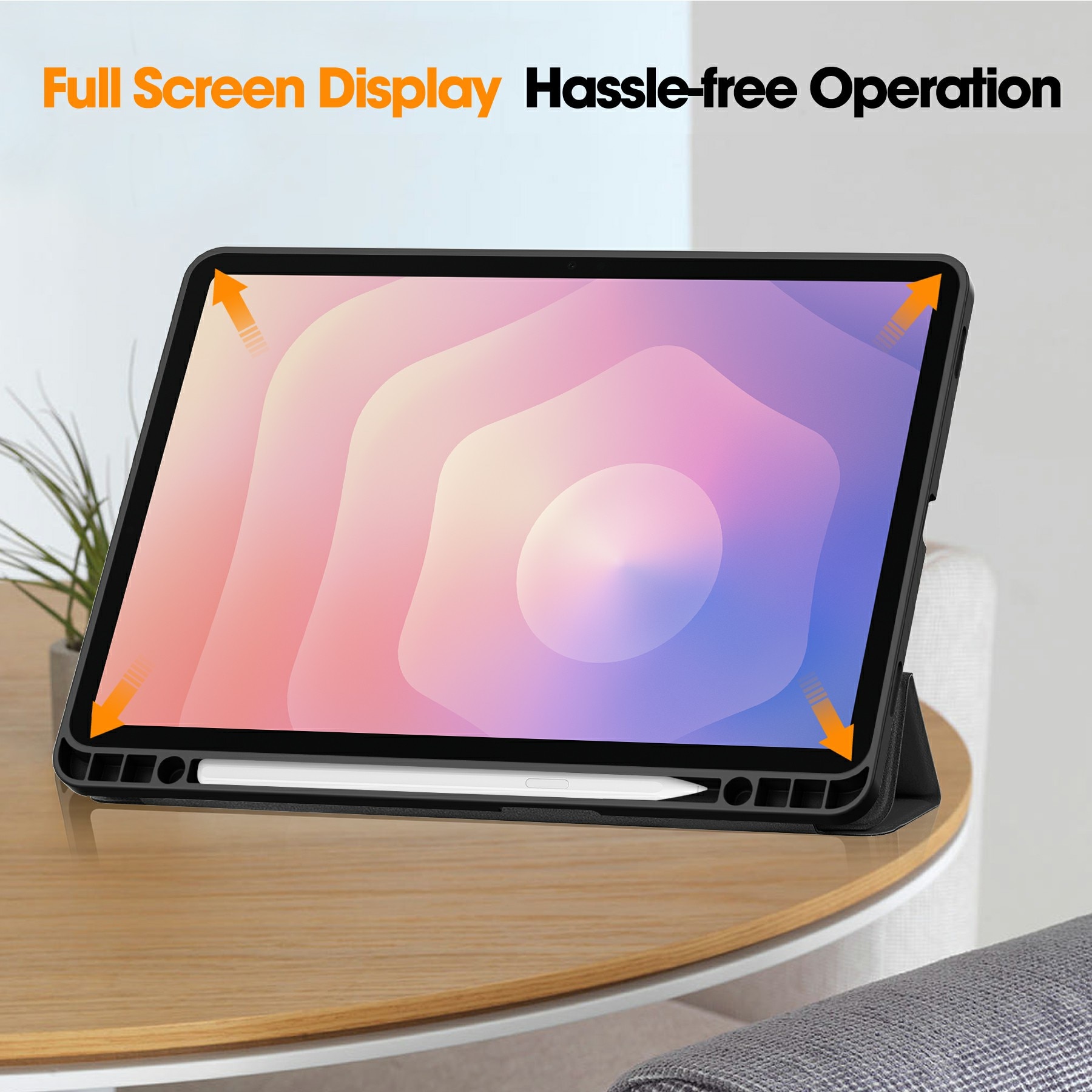 Samsung Galaxy Tab S11 Fodral Tri-fold med Pencil-hållare Svart