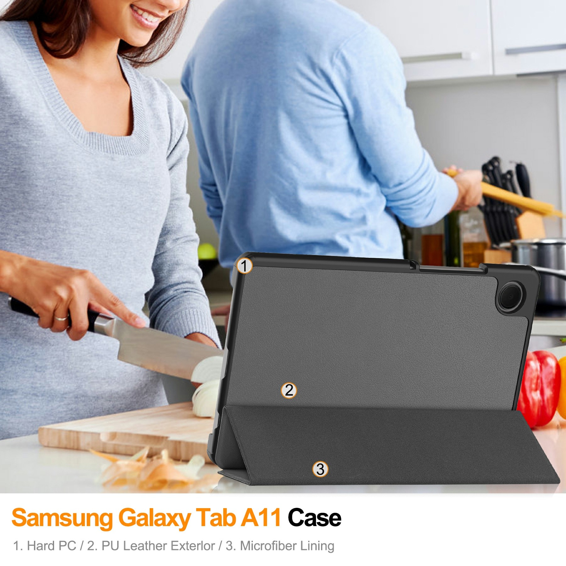 Fodral Tri-fold Samsung Galaxy Tab A11 Grå
